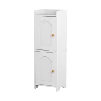 Artiss Slim 2-Tier Bathroom Storage Cabinet White with Adjustable Shelves Arched Doors 25x20x75cm Anti-Tip
