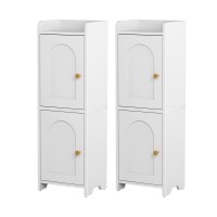 Artiss Set of 2 Slim Bathroom Storage Cabinets 2-Tier Adjustable Shelves White Space Saving 25x20x75cm
