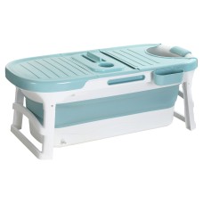 Weisshorn Foldable Bathtub Portable Spa with Cover, PP+TPR Material, 136x62cm, Extra-Large Capacity, Indoor/Outdoor Use
