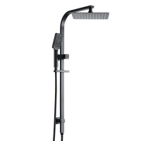Cefito 10" Square Rain Shower Head Set Matte Black, High Pressure, Solid Brass, Handheld 3 Spray, 1.5m Hose