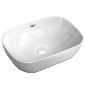 Cefito Bathroom Basin Vanity Sink - 46x33cm Oval, Nano Glazed Ceramic, High Gloss, Heat & Scratch Resistant, White