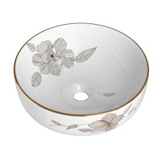 Cefito 41x41cm Ceramic Bathroom Basin Vanity Sink - Gold Flower Pattern, Anti-Scratch, Odourless, 5-Year Warranty Cefito 41x41cm Ceramic Bathroom Basin Vanity Sink - Gold Flower Pattern, Anti-Scratch, Odourless, 5-Year Warranty
