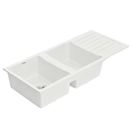 Cefito Double Bowl Granite Kitchen Sink 116x50cm - White, Scratch & Heat Resistant, 10-year warranty, Premium Quality