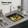 Cefito 38x38cm Black Granite Kitchen Sink - Durable Single Bowl, Heat & Scratch Resistant with R15 Corners & Strainer
