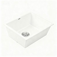 Cefito Granite Kitchen Sink 55x45cm White - Durable Single Bowl, Scratch & Heat Resistant, Easy-Clean, 10-year warranty