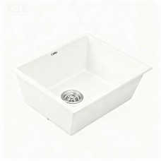 Cefito Granite Kitchen Sink 55x45cm White - Durable Single Bowl, Scratch & Heat Resistant, Easy-Clean, 10-year warranty