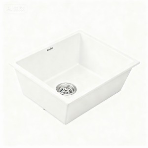 Cefito Granite Kitchen Sink 55x45cm White - Durable Single Bowl, Scratch & Heat Resistant, Easy-Clean, 10-year warranty