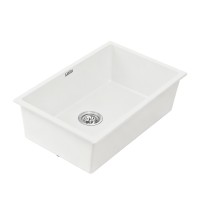 Cefito 70x45cm White Granite Kitchen Sink, Single Bowl – Durable, Heat & Scratch Resistant, 10-year warranty, Easy Clean