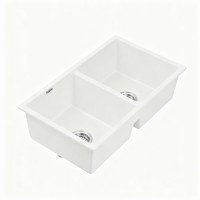 Cefito 77x45cm White Granite Double Bowl Kitchen Sink - Scratch & Heat Resistant, 10-year warranty, Hygienic, Durable