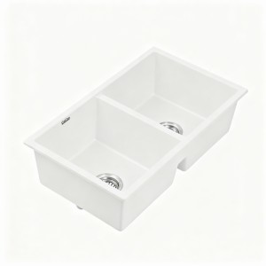 Cefito 77x45cm White Granite Double Bowl Kitchen Sink - Scratch & Heat Resistant, 10-year warranty, Hygienic, Durable