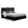 Artiss Bed Frame Double Size Black COLE with LED Headboard, Gas Lift Storage, PVC Leather, Heavy Duty, Modern