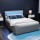 Artiss Cole Double Size Bed Frame with Gas Lift Storage, LED Lighting, Faux Linen Upholstery in Grey, Easy Assembly