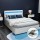 Artiss Cole Double Size Bed Frame with LED Lighting, Gas Lift Storage, PVC Leather Upholstery, White - Easy Assembly