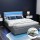 Artiss Cole Queen Bed Frame with LED Lights, Gas Lift Storage, Faux Linen Upholstery, Grey, Easy Assembly