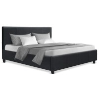 Artiss Neo Queen Bed Frame - Charcoal Faux Linen, Modern Design, High-Density Foam, Sturdy Wood & Metal Build