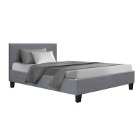 Artiss Neo Single Bed Frame Grey - Modern Faux Linen, High-Density Foam, Solid Wood & Metal Connectors
