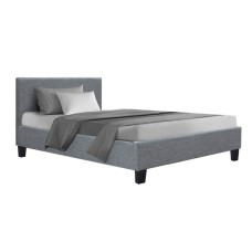 Artiss Neo Single Bed Frame Grey - Modern Faux Linen, High-Density Foam, Solid Wood & Metal Connectors