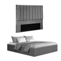 Artiss Queen Bed Frame with Storage, Grey Velvet Headboard, Gas Lift Platform Base, 300kg Capacity, Easy Assembly