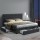Artiss Avio King Size Bed Frame with 4 Storage Drawers, Charcoal Faux Linen, Tufted Headboard, Steel Frame
