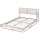 Artiss Double Bed Frame Beige White RGB LED, Floating Design, Adjustable Headboard, PU Leather, 300kg Capacity