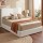 Artiss Double Boucle Fabric Vacuum Compressed Bed Frame with Foam Base and Removable Cover 155x196cm