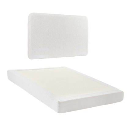 Artiss Double Boucle Fabric Vacuum Compressed Bed Frame with Foam Base and Removable Cover 155x196cm