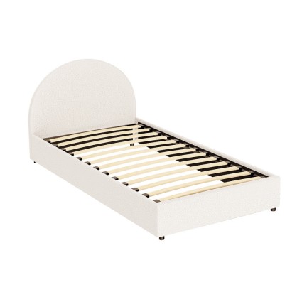 Artiss ELLA King Single Gas Lift Bed Frame Boucle Fabric Upholstered Storage Base with Padded Headboard Beige