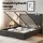 Artiss Double Gas Lift Storage Bed Frame Upholstered Geometric Headboard Charcoal Grey with Charging Ports