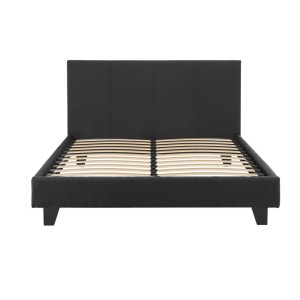Artiss Neo Double Size Bed Frame Charcoal Faux Linen Upholstered Padded Headboard Solid Wood Slat Base 300kg
