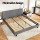 Artiss Neo King Size Bed Frame in Grey – Faux Linen Upholstery, Wood Slat Base, High-Density Foam, Easy Assembly
