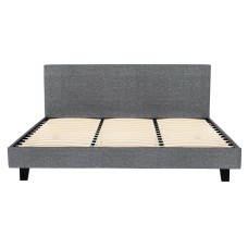 Artiss Neo King Size Bed Frame in Grey – Faux Linen Upholstery, Wood Slat Base, High-Density Foam, Easy Assembly