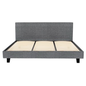 Artiss Neo King Size Bed Frame in Grey – Faux Linen Upholstery, Wood Slat Base, High-Density Foam, Easy Assembly