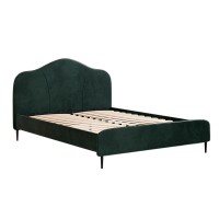 Artiss OLAN Queen Bed Frame, Velvet Upholstered, Dark Green, Solid Wood, Metal Legs, Plush Headboard, 300KG Capacity