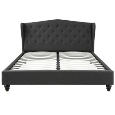 Artiss Queen Bed Frame with Wingback Headboard, Charcoal Grey Linen Upholstery, Sturdy Steel, Wooden Slat Support