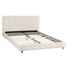 Artiss Cloud Double Bed Frame White Bouclé Upholstery, Sturdy Wood and Metal Platform Base, Fits Double Mattress