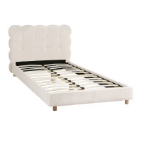 Artiss King Single Bed Frame Cloud Headboard White Bouclé Fabric, Wood and Metal Platform Base, 300KG Capacity