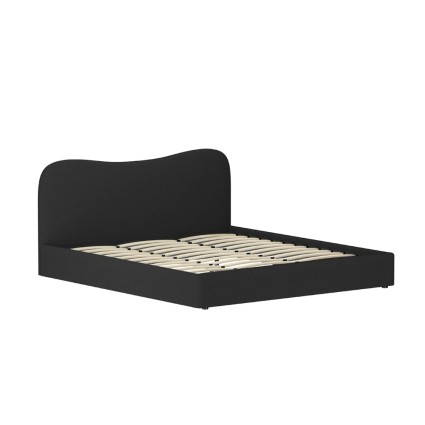 Artiss DARA King Size Bed Frame Boucle Upholstered, Padded Headboard, Pine Wood Slats, Sturdy Metal Connectors, Black