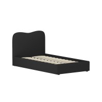 Artiss DARA King Single Bed Frame Boucle Upholstered, Wooden Slat Support, Padded Headboard, Black, 217cm