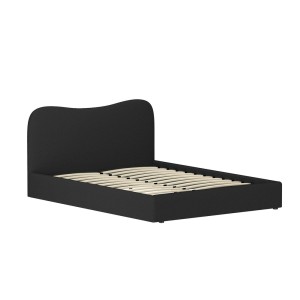 Artiss DARA Queen Size Bed Frame Boucle Upholstered, Wooden Slat Support, Padded Headboard, Black, 300KG Capacity