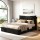 Artiss Queen Horizontal Gas Lift Bed Frame Black Velvet with LED and USB Type‑C Charging Station 164x228cm