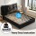 Artiss Queen Horizontal Gas Lift Bed Frame Black Velvet with LED and USB Type‑C Charging Station 164x228cm