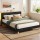 Artiss Double Upholstered Bed Frame Adjustable Headboard RGB Mood Lighting Corduroy Velvet 300kg Capacity