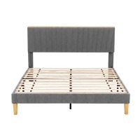 Artiss Queen Upholstered Bed Frame Dark Corduroy Velvet Height Adjustable Headboard Mood Lighting Robust 300kg