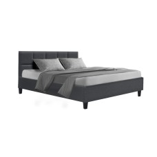 Artiss Bed Frame, Faux Linen, Queen Size, Charcoal, 215x160x86.5cm, Modern Design, Easy Assembly, Sturdy Construction