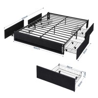 Artiss Queen Upholstered Bed Base with RGB Mood Lighting USB C Charging Station and Four Storage Drawers