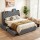 Artiss Double Bed Frame 4 Storage Drawers Tufted Wingback Headboard Charging Station Charcoal Grey 300kg