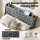 Artiss Double Bed Frame 4 Storage Drawers Tufted Wingback Headboard Charging Station Charcoal Grey 300kg