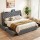 Artiss King Bed Frame Charcoal Grey with 4 Storage Drawers and Built in Charging Station Tufted Headboard