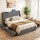 Artiss Queen Upholstered Bed Frame Charcoal Grey Tufted Wingback Headboard 4 Storage Drawers & Charging