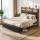 Artiss Double PU Leather Bed Frame with LED Headboard Storage and USB AC Charging Station 138x212cm 300kg
